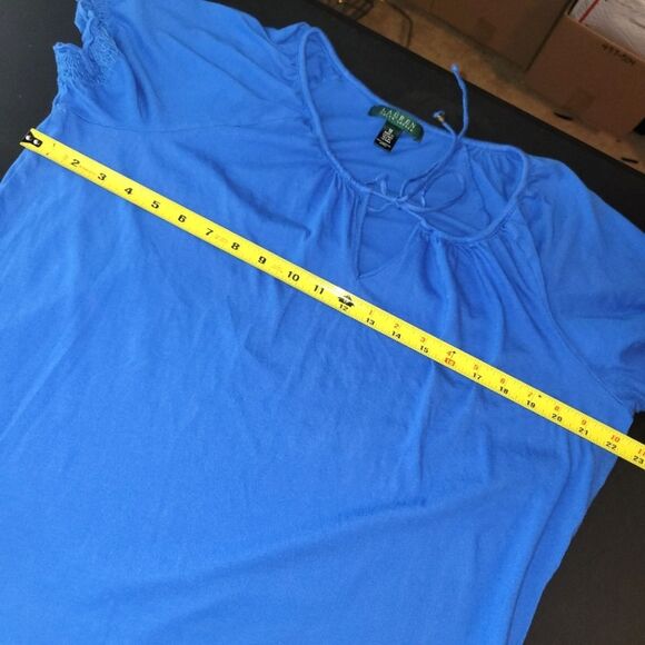 Lauren Ralph Lauren Blue Peasant Top 1X - Picture 10 of 11